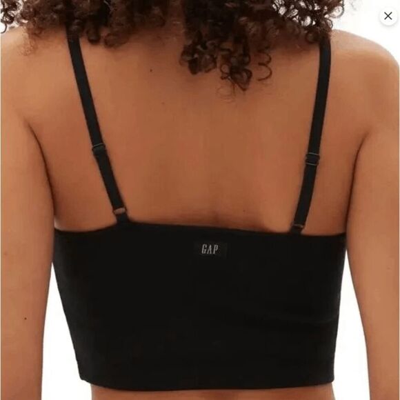 Lot of 2 GapBody NWT size XL Black Cotton Rib bralettes - 1 racerback/ 1 Cami to - Picture 3 of 9